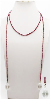 60" Wine Crystal Wrap Necklace with Crystal Accents