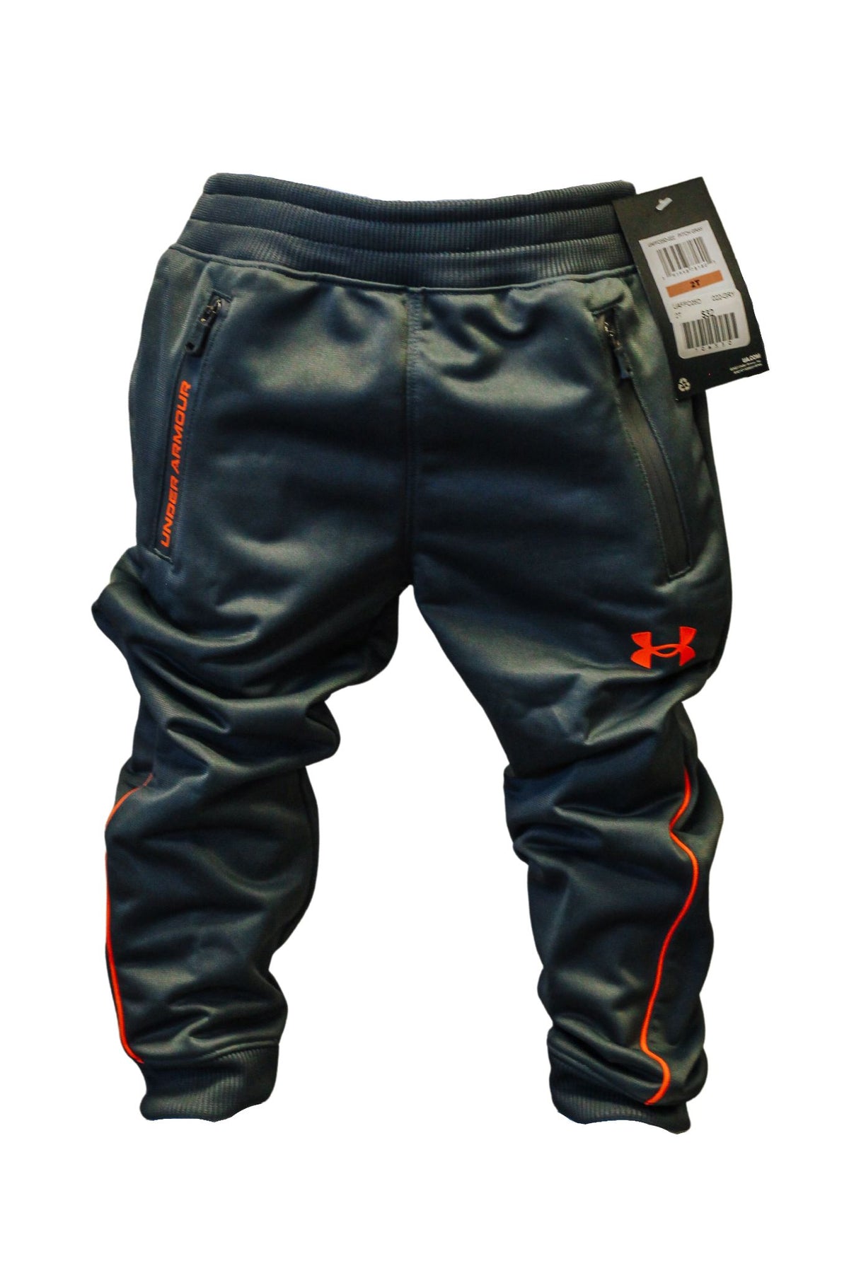 Grey And Orange Boys UA Sweatpants