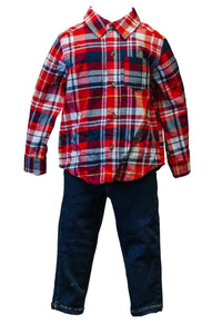 Blue Flannel And Pants Baby-Toddler Set