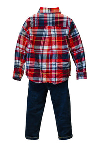 Blue Flannel And Pants Baby-Toddler Set