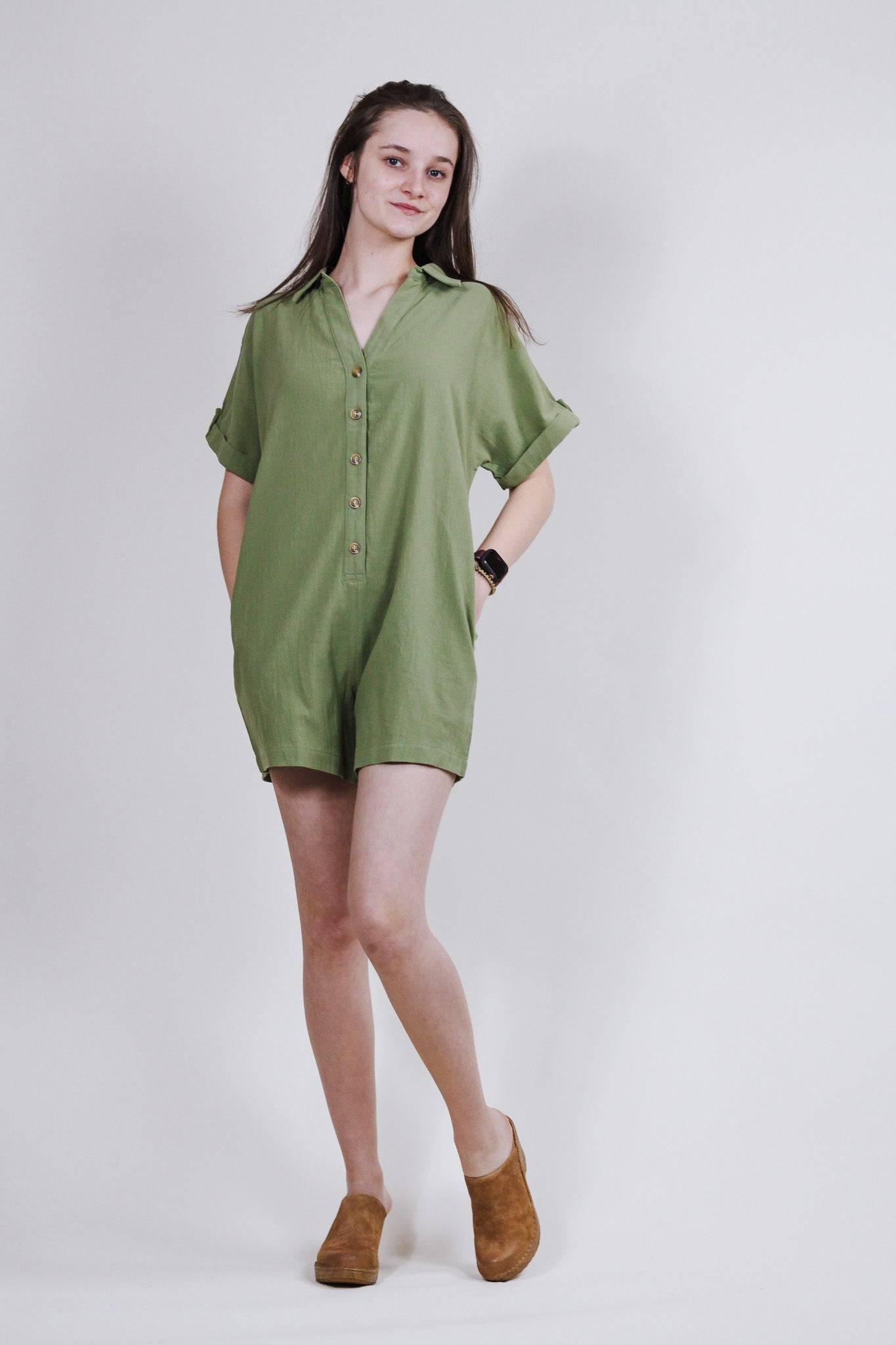 For The Record Olive Romper