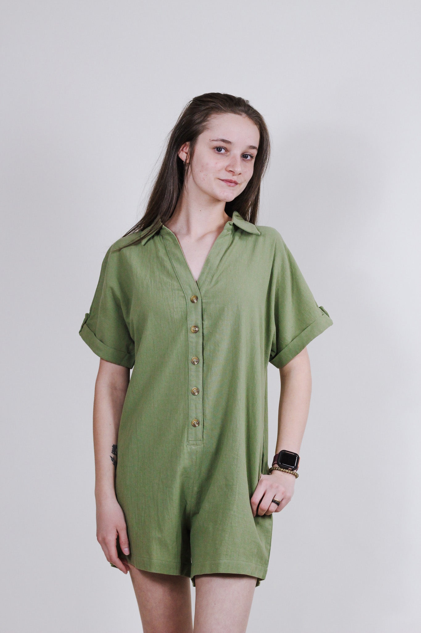 For The Record Olive Romper