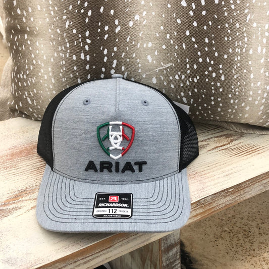 Ariat Men's Grey Black Mexico Flag Logo Hat