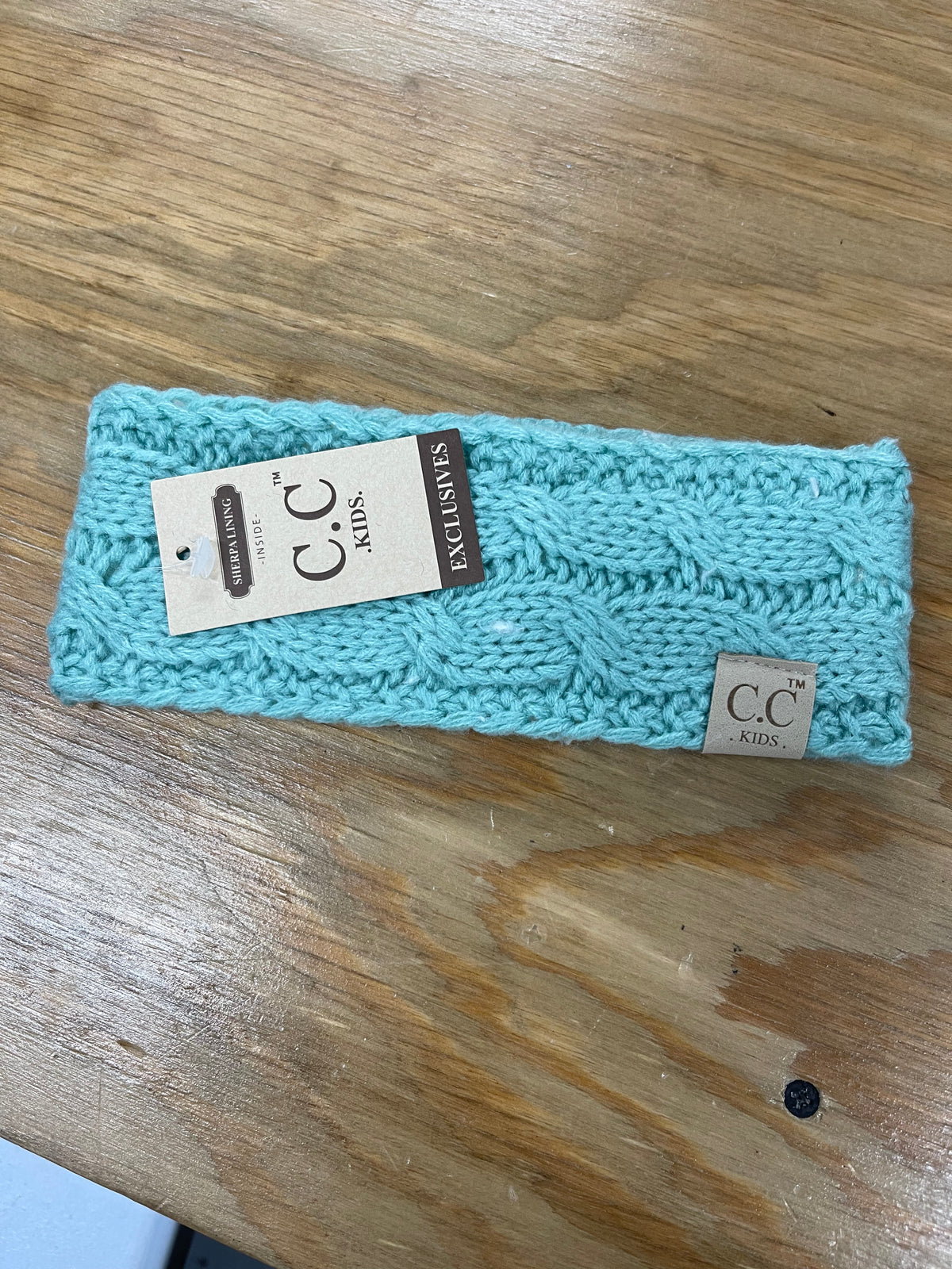 Kids Mint Solid Cable Knit CC Headwrap