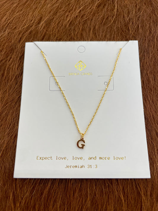 Gold Dainty Love Initial G Mini Necklace - Waterproof