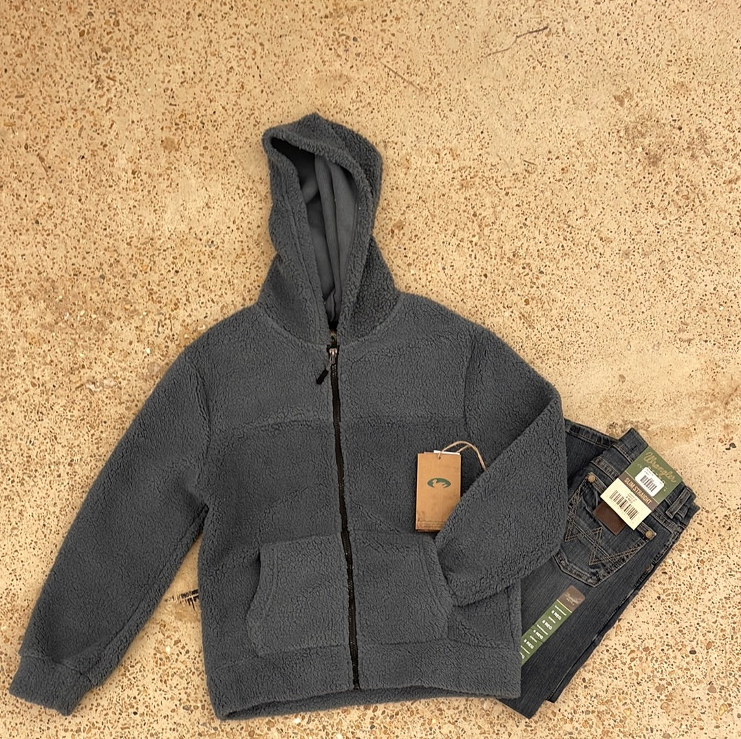 Charcoal Grey Youth Sherpa Jacket