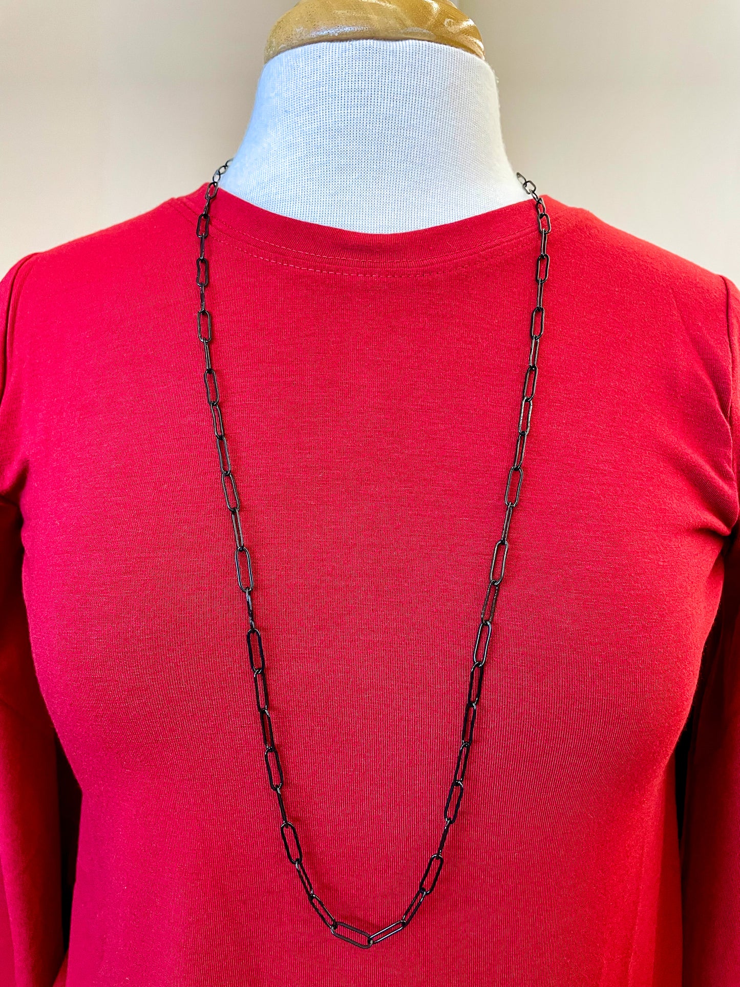 Black Color Coated Chain 36" Necklace