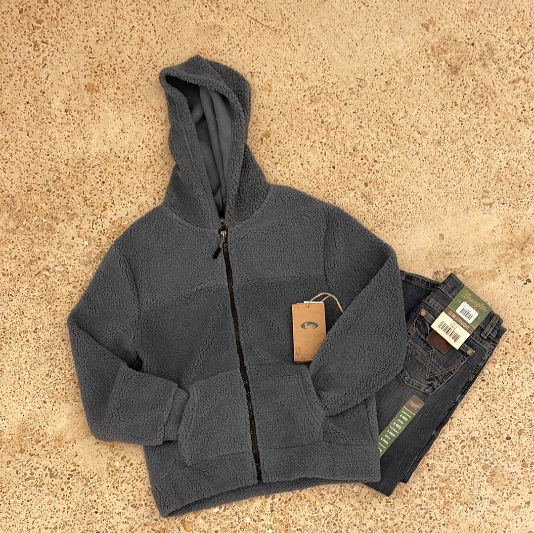 Charcoal Grey Youth Sherpa Jacket