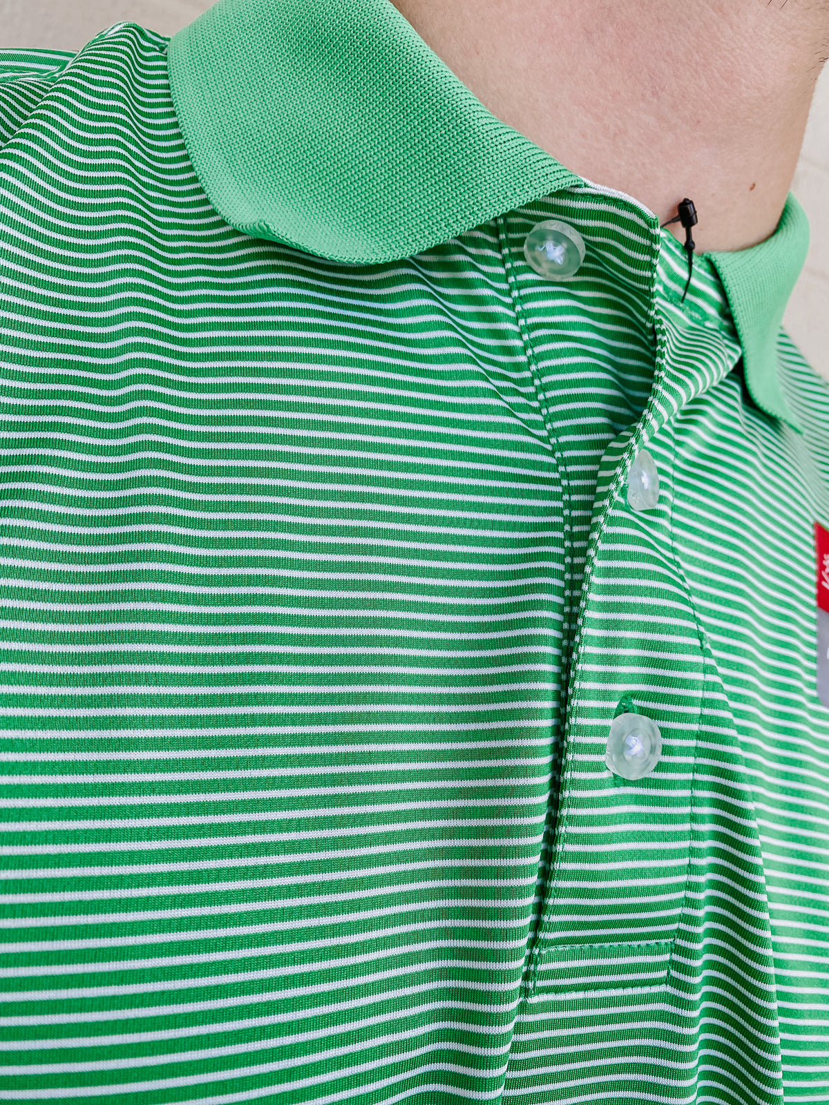 Mens Green Stripe Polo Shirt
