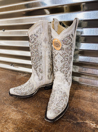 White Glitter Cowgirl Boots By Corral