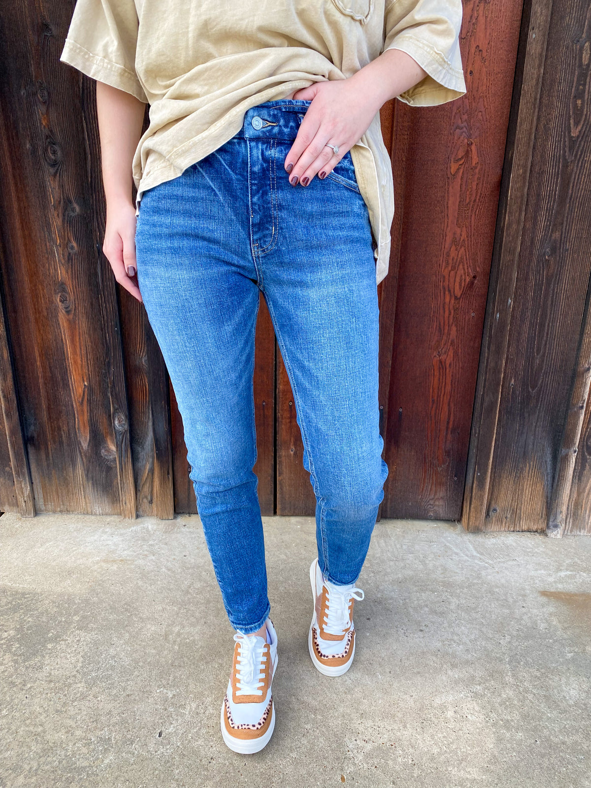 Rufan High Rise Mom Jeans Med Blue By Kancan