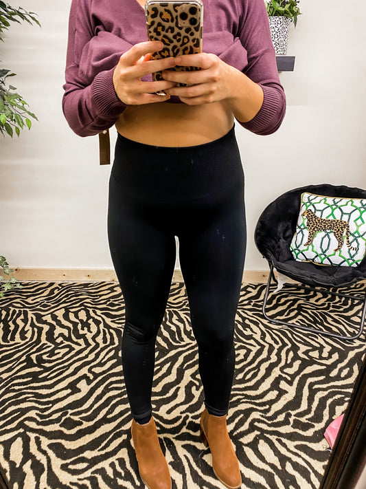 High Rise Black Fleece Legging