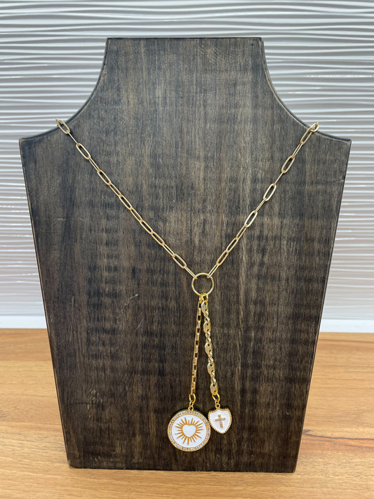 Heart And Cross Pendent Gold Necklace