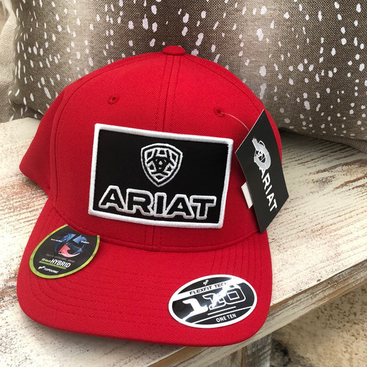 Red Black White Ariat Logo Mens Hat