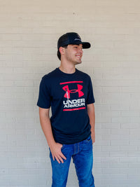Black Red Under Armour Mens Tee